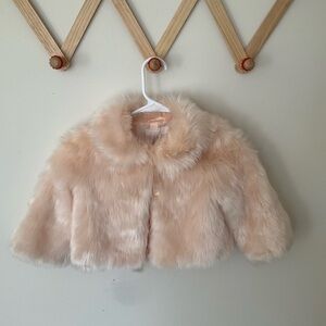 Janie and Jack Peach Faux Fur Capelet
